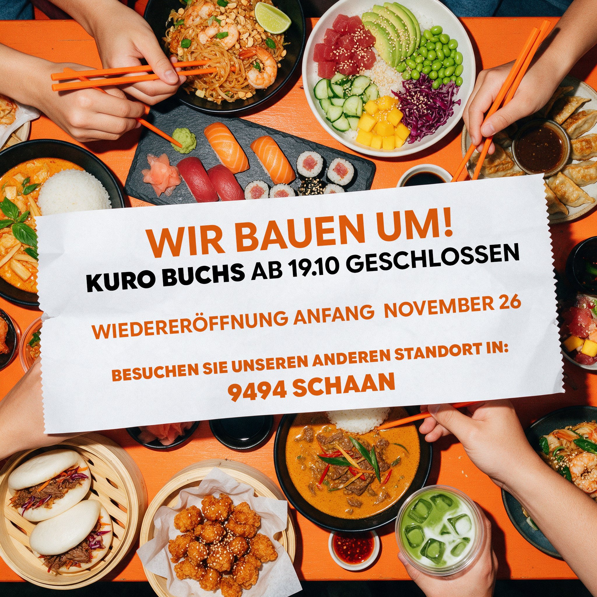 Wir bauen um! KURO Buchs ab 19.10.2026 geschlossen. Wiedereröffnung Anfang November 2026. Besuchen Sie unseren anderen Standort in 9494 Schaan.